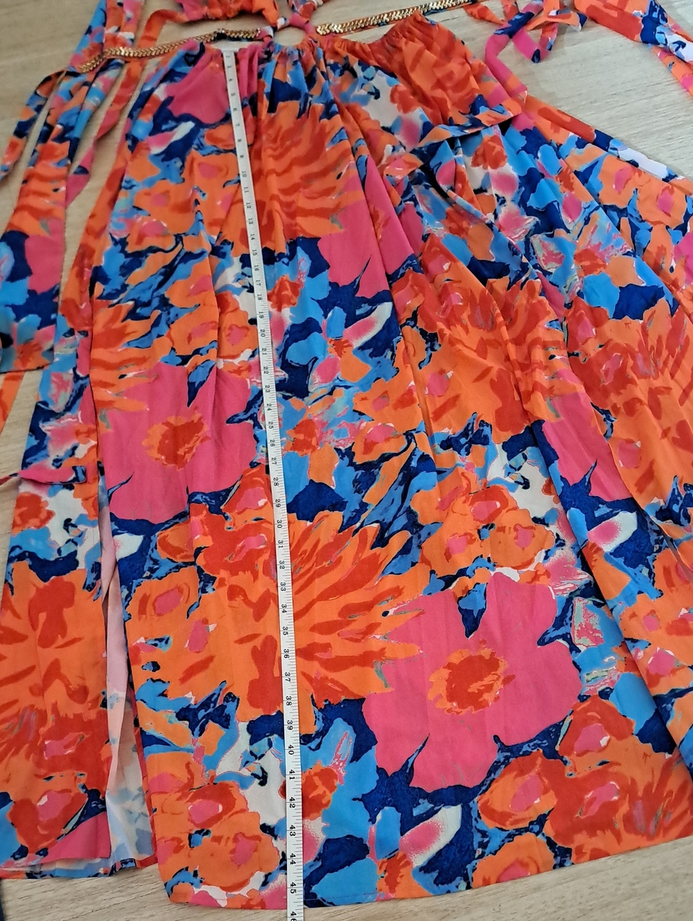 Luxxel Pink & Orange Floral Halter Maxi Dress - Picture 8 of 12